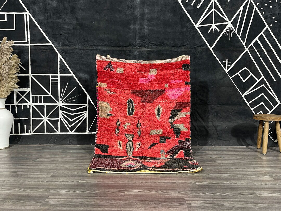 Small Moroccan Red Rug, Area Rugs for Bedroom Livingroom, Super Soft ...