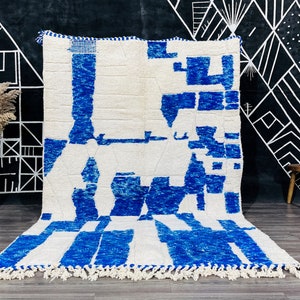 Moroccan rug Blue Berber rug Beni ourain rug Handmade rug Patchwork Wool rug Blue rug Moroccan area rug