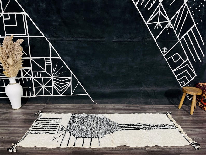 Modern Beniourain Runner Geometric Runner Rugs Pink Hallway Decor