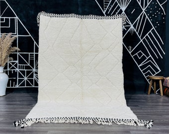 White Soft Wool Rug - Solid rug - Plain white rug - Wool Berber rug - Beni ourain rug - Custom rug - Handmade rug - Moroccan area rug