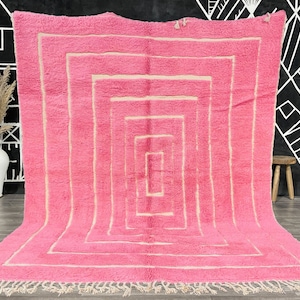 pink moroccan rug - Beni ourain rug - custom rug - berber rug - handmade rug - moroccan rug rose - large area rug - plain pink rug