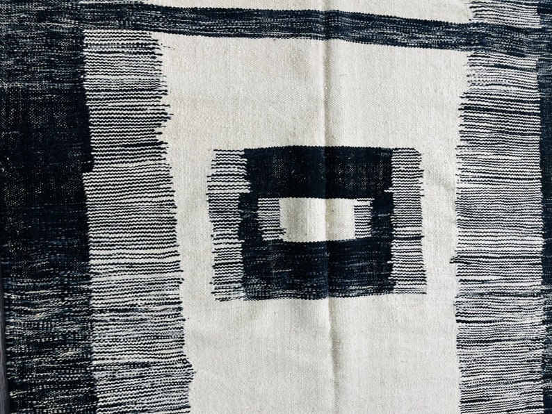 Black Tribal Kilim, Berber Design Rugs, Moroccan Beni Ourain Kilim