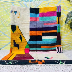 Costum Moroccan colorful rug, authentic Moroccan rug, Berber rug, Genuine wool rug, handmade rug