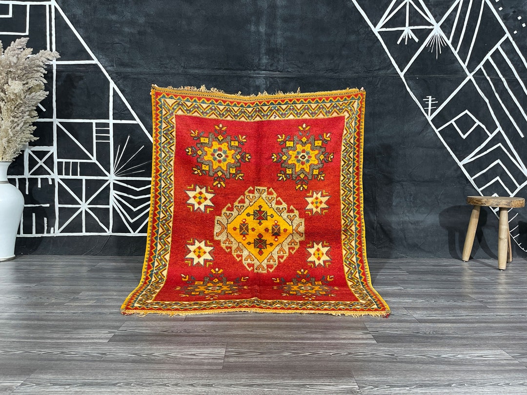 Antique Mini Rug Handmade Tribal Small Rugs Design Natural Rug