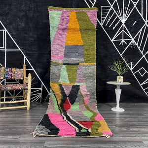 BENIOURAIN RUNNER Rug, Colorful Berber Rug, boho Runner Rug, Authentic Moroccan rug, Berber Carpet, Authentic boujaad runner rug.