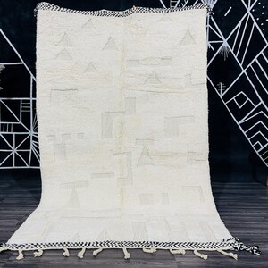 Moroccan area rug - Moroccan rug Contemporary - Handmade rug - Moroccan rug -  Beni ourain rug - Berber rug - White Moroccan Rug