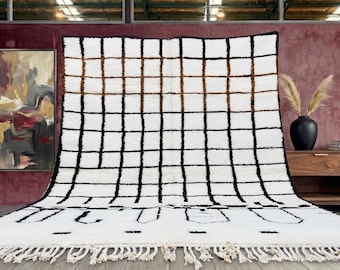 Handmade Beni Ourain Wool Rug, Checkered Moroccan Rug