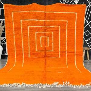 Moroccan Area Rug, Orange Moroccan Rug, Beni Ourain Rug, Sheep Wool Rug, Berber Rug Orange, Custom Size Rug, Large Moroccan Rug