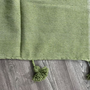 Moroccan Green Blanket Pom Pom Baby Blanket Knitting Pattern Handmade Blanket image 10