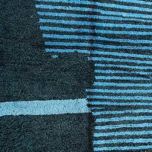 Shaggy Navy Blue and Black Rugs, High Pile Rug For Living Room, Bedroom, Area Carpet image 4