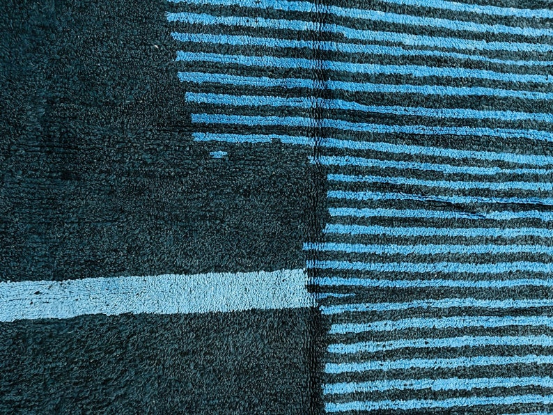 Shaggy Navy Blue and Black Rugs, High Pile Rug For Living Room, Bedroom, Area Carpet image 4