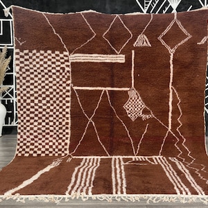Authentic Moroccan Rug Custom Beni Ourain rug Fluffy Rug Large Moroccan Rug White& Brown Rug Custom brown rug