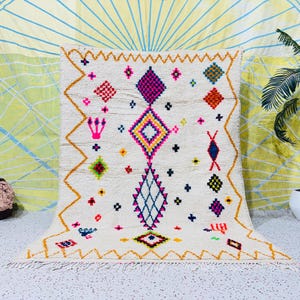 Custom Berber Rug, Moroccan rug, Berber Azilal Rug, Colorful Wool Rug, Floor Moroccan Rug, Berber Carpet, Modern Design Azilal Rug