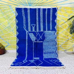 GORGEOUS BENIOURAIN RUG, Moroccan Handmade Rug, Blue Rug, Living Room Rug, Handmade Wool Carpet, Berber Rug, Handwoven Rug