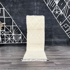 CUSTOM WHITE RUNNER - Striped White Rug - Berber Runner rug - Sheep Wool rug - Vintage Morocco runner - Entryway rug - Stairs rug.