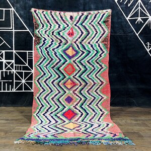 Gorgeous Moroccan Runner Rug- Berber Colorful runner Rugs- Authentic Morocco Carpet- Authentic boucherouite Rugs.
