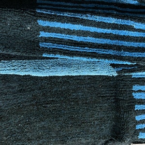 Shaggy Navy Blue and Black Rugs, High Pile Rug For Living Room, Bedroom, Area Carpet image 9