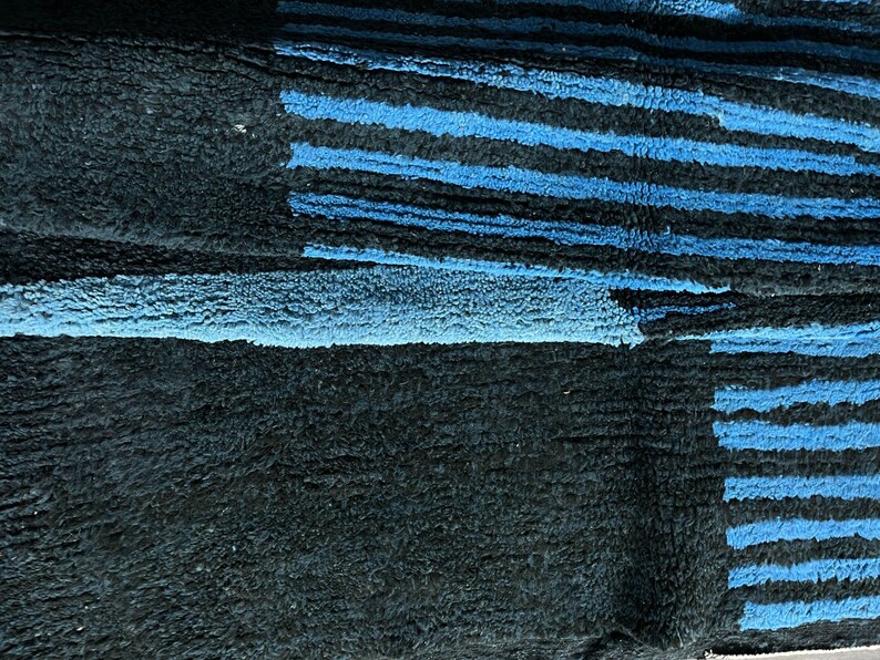 Shaggy Navy Blue and Black Rugs, High Pile Rug For Living Room, Bedroom, Area Carpet image 9