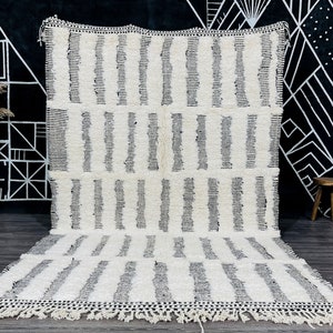 Schwarz-Weiß-Teppich, Beni Ourain-Teppich, Wollteppich, Berber-Teppich, Teppich für Wohnzimmer.