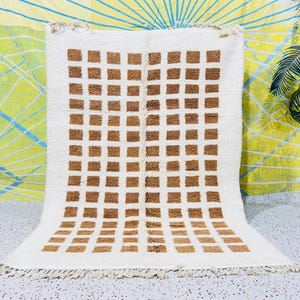 Moroccan rug Grid - Beni ourain rug - Wool handmade rug - Genuine lamb wool - Custom berber rug