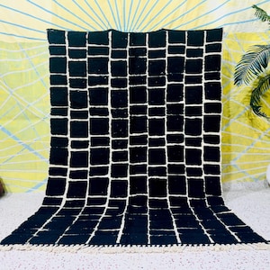GEOMETRISCHER Teppich Marokko - Beni Ourain Teppich - Handgewebter Teppich - Handgewebter Teppich - Abstrakter Teppich - Marokkanischer Teppich - Boho