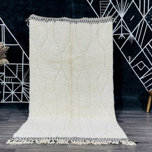 Custom Moroccan Rug, Engraved Rug Made to Order, Beni Ourain Rug Cream Rug