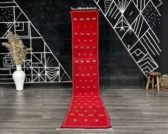 Long Red Rugs, rug runner for hallway- Morrocan runner rug- Berber runner- hall runner- rugs hooking pattern- kelim teppich.