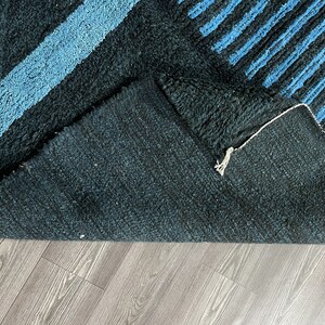 Shaggy Navy Blue and Black Rugs, High Pile Rug For Living Room, Bedroom, Area Carpet image 10