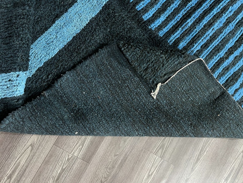 Shaggy Navy Blue and Black Rugs, High Pile Rug For Living Room, Bedroom, Area Carpet image 10