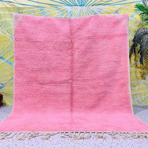 Pink floral Moroccan Berber Handmade Wool Rug Beni Ourain tapis de salon berber rug pink