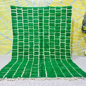 Diamond Rug, Moroccan Carpet Beni Ourain, Beni Ourain Rug, Green Rug