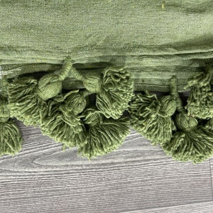 Moroccan Green Blanket Pom Pom Baby Blanket Knitting Pattern Handmade Blanket image 4