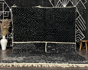 ALFOMBRA ARTÍSTICA MARRUECOS - Alfombra Beni Ourain - Alfombra hecha a mano - Alfombra tribal - Alfombra en blanco y negro - Alfombra abstracta - Alfombra marroquí - Alfombra boho.