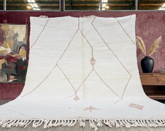 White Berber Moroccan rug, hand knotted wool, minimalist neutral carpet