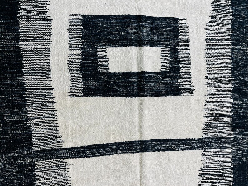 Black Tribal Kilim, Berber Design Rugs, Moroccan Beni Ourain Kilim