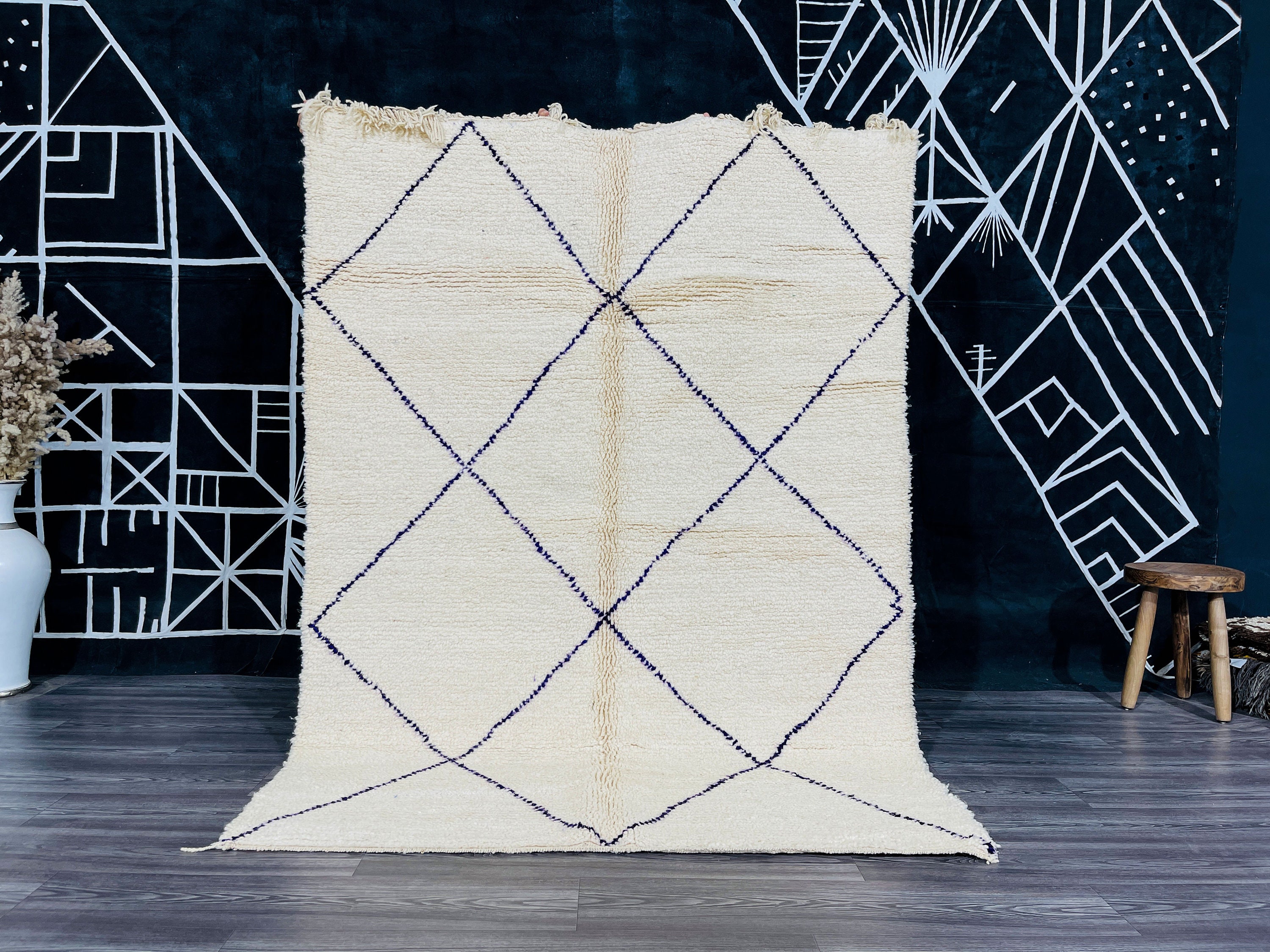 モロッコハンベル絨毯】パープル模様 直輸入 ボシャルウィット