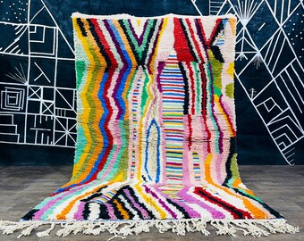 Minimalist Moroccan Rug- Boujaad Morocco rug- living room Carpet- Abstract Berber Rugs- Authentic Handmade carpets.