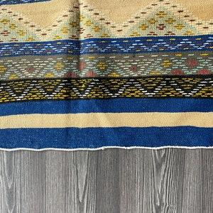 Striped small Moroccan rug, Colorful Kilim Rugs, Geometric Kelim Wool Area Flat Weave Carpet image 3