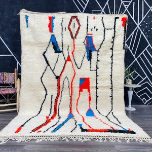 Large Moroccan rug Colorful Azilal Rug Custom Moroccan Rug. Comfortable Rug For BedRoom.