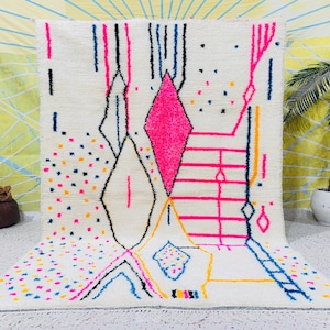 Contemporary Pink Rug, Area Rug, Indoor Non-Slip Rug, Rustic Rug, Colorful Cotton Rug, Kitchen Area Rug, Washable Rug.