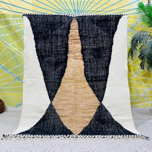 PRETTY KILIM RUG - Handmade Rug - Moroccan Rug -Flatweave Rug- Black & brown Rug- Geometric Rug- Dhurrie Berber Rug- Area Rug- Handwoven Rug
