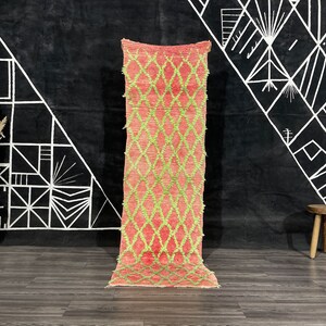 Vintage Moroccan rug Entryway rug- Berber rug- Handmade rug- Runner rug- Moroccan rug pink.
