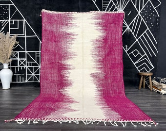 Custom Moroccan Kilim Rug - Pink Kilim Rug - Handmade Rug - Pink Wool Rug - Moroccan Area Rug - Berber Carpet - Art Kilim Pink Rug.