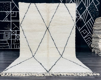 Moroccan Custom rug - Handmade rug - White rug 8x10 - White rug large - Beni Ourain rug - White Boho rug - Geometric rug - Plain White Wool