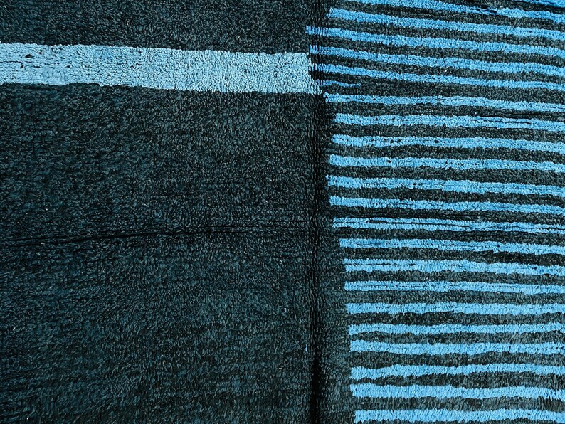 Shaggy Navy Blue and Black Rugs, High Pile Rug For Living Room, Bedroom, Area Carpet image 5