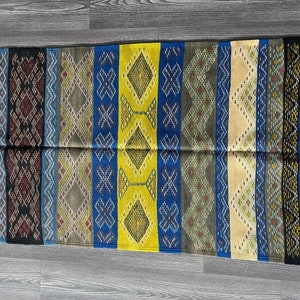 Striped small Moroccan rug, Colorful Kilim Rugs, Geometric Kelim Wool Area Flat Weave Carpet image 7