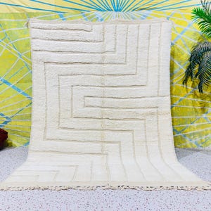 Authentic beni ourain rug, Morrocan Custom rug, Handmade Berber rug, Custom White rug , Morocco rug.