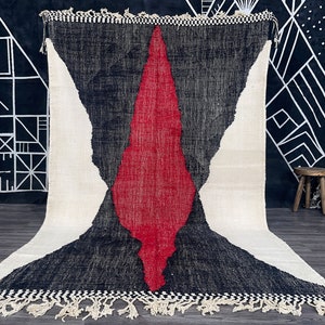 Custom Kilim Moroccan rug - Plain Black rug - Flat area rug - Black And Red rug - Moroccan rug Black - Berber Wool rug - Living room rug .
