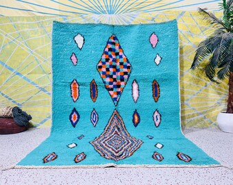 新品✳︎オフホワイト　幸福イエロー　　ブルー　モロッコラグ　トルコヴィンテージラグ 新品✳︎オフホワイト 幸福イエロー ブルー モロッコラグ トルコ