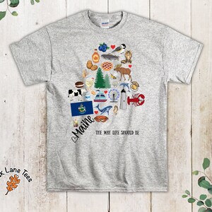 MAINE Tshirt,Maine Souvenir Shirt,Unisex Tshirt,Maine Shirt,Maine Tee,Maine Gift,Maine Gifts,Maine Tshirt,Maine State,Maine T Shirt Ash